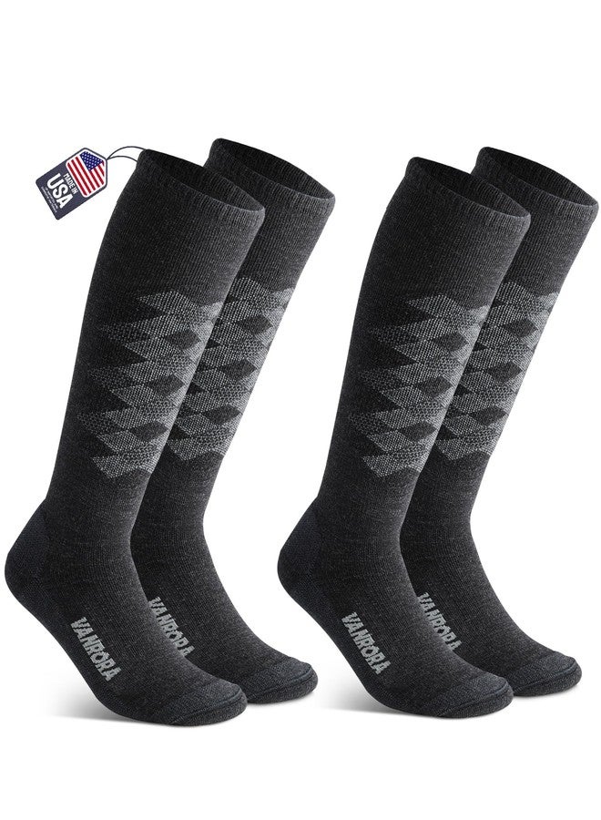 VANRORA Keystone Merino Wool Ski Socks Unisex Adult - Black L - Image 1